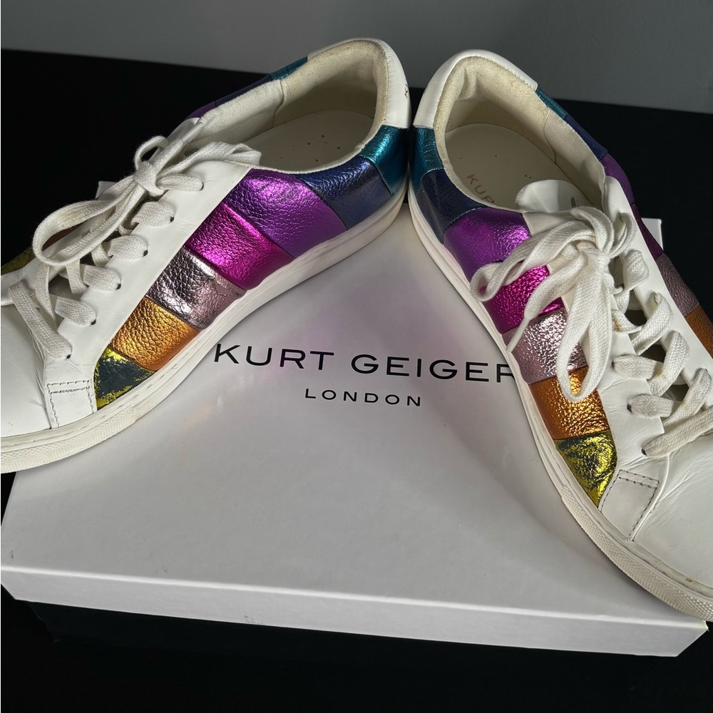 Kurt Geiger Purple and Blue Sneakers with Metallic Accents